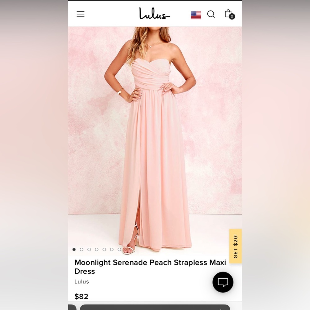 Moonlight Serenade Peach Strapless Maxi Dress